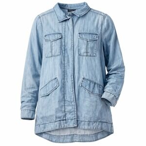 Fifteen Twenty Chambray Utility Jacket Lightweight Denim Zip Shirt Jacket Med